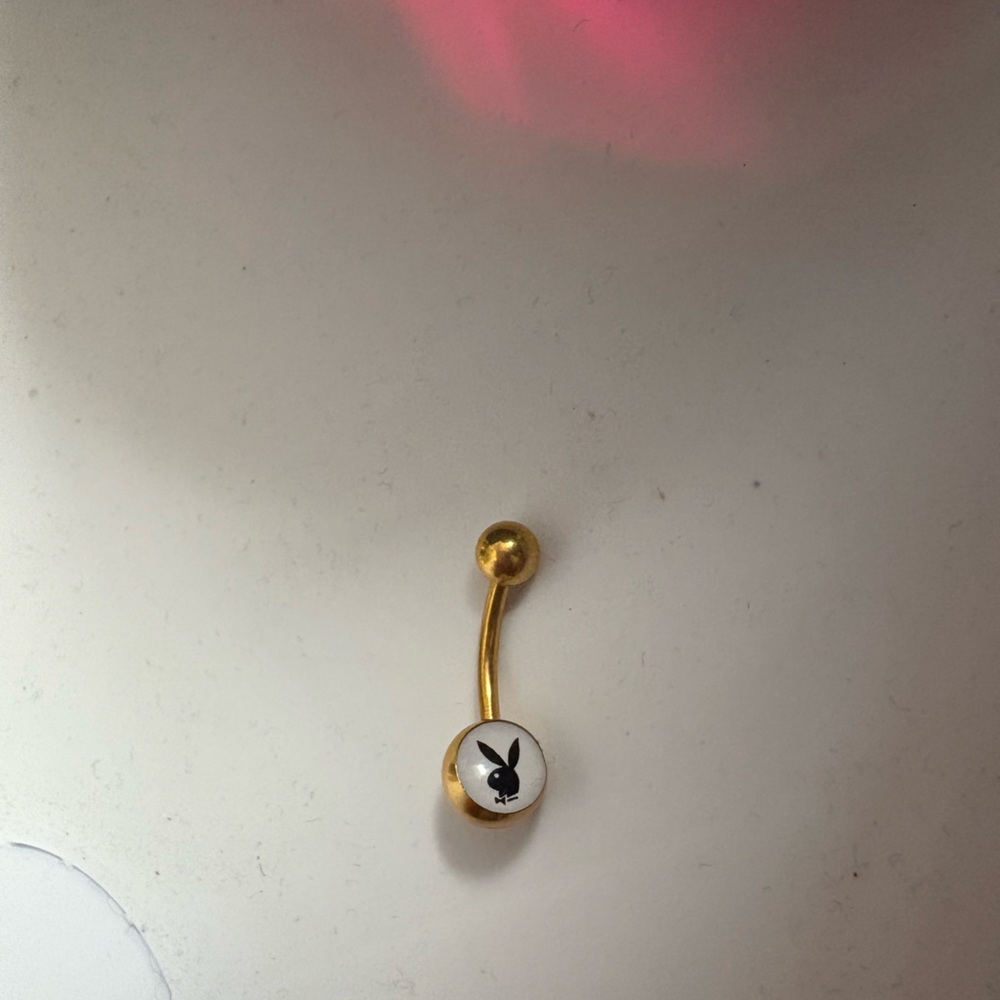 Playboy Bunny Gold Curved Belly Ring